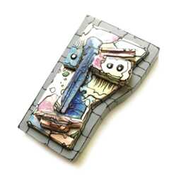 Weird Ceramic Art Mask Handmade Wall Sculpture - thumbnail 2