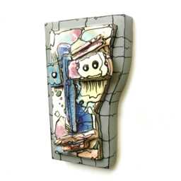 Weird Ceramic Art Mask Handmade Wall Sculpture - thumbnail 3