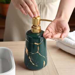 Ceramic Bathroom Accessory Set Soap Dispenser, Toothbrush Holder, Tumblers, Dish - Optional Tray - thumbnail 3