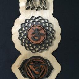 "Chakra Wooden Wall Art Laser Cut Birch Wood, Yoga Decor - 34"" X 6" - thumbnail 2