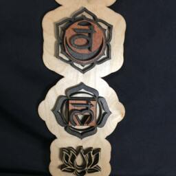 "Chakra Wooden Wall Art Laser Cut Birch Wood, Yoga Decor - 34"" X 6" - thumbnail 4