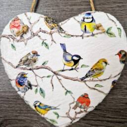 Handmade Bird Slate Heart Wall Hanging Garden Decoration - thumbnail 4
