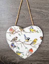 Handmade Bird Slate Heart Wall Hanging Garden Decoration - thumbnail 1