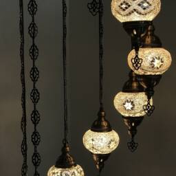 9 Ball Turkish Mosaic Chandelier With Medium Globes White - thumbnail 3