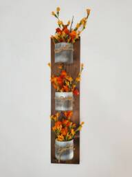 Fall Floral Wood Wall Hanging, Living Room Decor - thumbnail 1