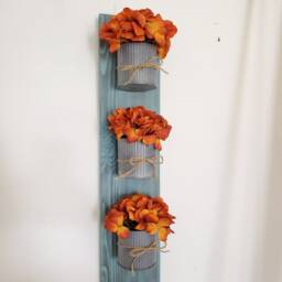 Fall Floral Wood Wall Hanging, Living Room Decor - thumbnail 3