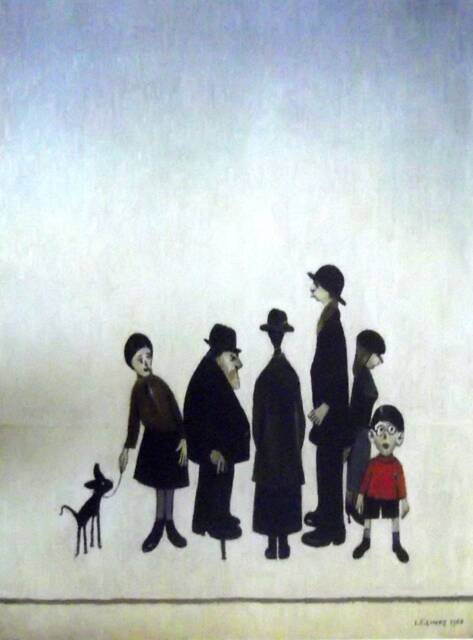L S Lowry Authentic Art Print - The Family Textured Image Plus Border With Fine Coating - image 1