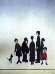 L S Lowry Authentic Art Print - The Family Textured Image Plus Border With Fine Coating - thumbnail 1