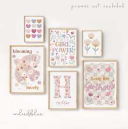 Set Of 6 Girls Personalised Positive Affirmation Gallery Wall Prints, Wildflower Poster Bundle, Girl Nursery Bedroom Decor - thumbnail 1