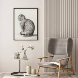 Vintage Jean Bernard Cat Print, Monochrome Sketch Art - thumbnail 2