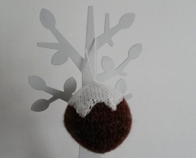 Knit Christmas Pudding Decoration Hanging Ornament Cute Unique Wool Ball Baubles For Your Xmas Tree Handmade in Ireland. Decor - image 1