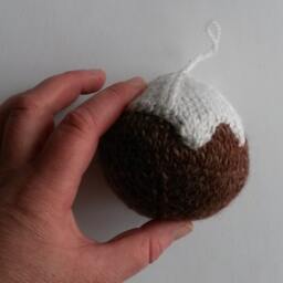 Knit Christmas Pudding Decoration Hanging Ornament Cute Unique Wool Ball Baubles For Your Xmas Tree Handmade in Ireland. Decor - thumbnail 2