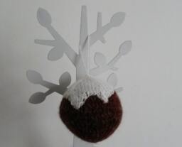 Knit Christmas Pudding Decoration Hanging Ornament Cute Unique Wool Ball Baubles For Your Xmas Tree Handmade in Ireland. Decor - thumbnail 1