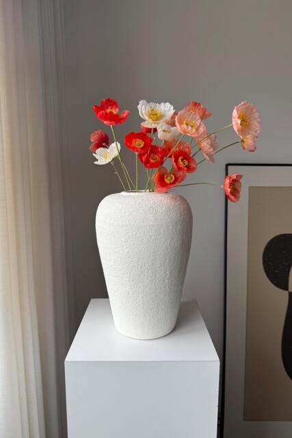 White Textured Wabi Sabi Long Vase Pottery Earthenware Stoneware Unglazed Clay Ceramic Vase Perfect For Shelf, Dining Table & Dressers - image 1