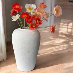 White Textured Wabi Sabi Long Vase Pottery Earthenware Stoneware Unglazed Clay Ceramic Vase Perfect For Shelf, Dining Table & Dressers - thumbnail 2