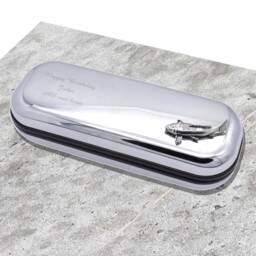 Koi Carp Fishing Design Personalised Engraved Chromed Pen Case Box - thumbnail 1