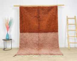 Burnt Orange Peach Two-Tone Shag Rug - Large Area Handmade Berber Wool Carpet Tufted -Modern Boho - thumbnail 1