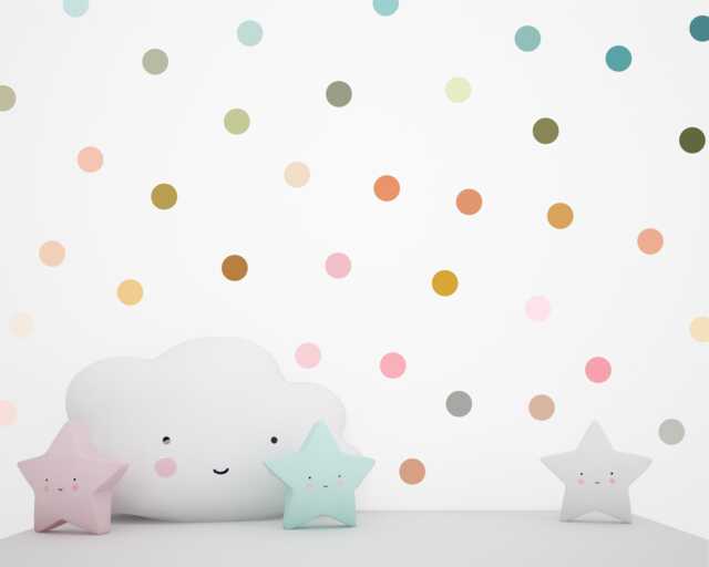 Rainbow Polka Dot Wall Stickers Pastel Nursery Decor - image 1