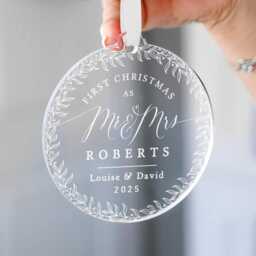 Personalised First Christmas As Mr & Mrs, Married, 1st Married Bauble, & Mrs Keepsake Gift Decoration - thumbnail 2