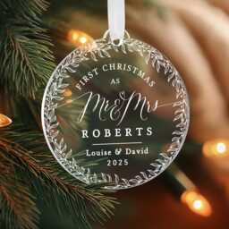 Personalised First Christmas As Mr & Mrs, Married, 1st Married Bauble, & Mrs Keepsake Gift Decoration - thumbnail 1