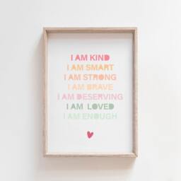 Set Of 2 Girls Affirmation Print, I Am Pastel Nursery Personalised, Bedroom Prints, Wall Art, Playroom, Am Loved - thumbnail 3