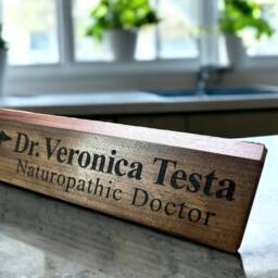 Wooden Desk Name Plates 10 Inch Solid Walnut Wood, Custom Engraved With The Text Of Your Choice Wooden Sign - thumbnail 3