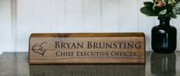 Wooden Desk Name Plates 10 Inch Solid Walnut Wood, Custom Engraved With The Text Of Your Choice Wooden Sign - thumbnail 1