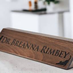 Wooden Desk Name Plates 10 Inch Solid Walnut Wood, Custom Engraved With The Text Of Your Choice Wooden Sign - thumbnail 2