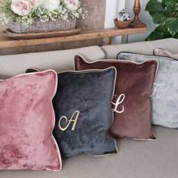 Handmade Soft Latte Cushion - Scuff Resistant, Black Leather Piping, Modern Pillow Cover - 50x50cm - thumbnail 4