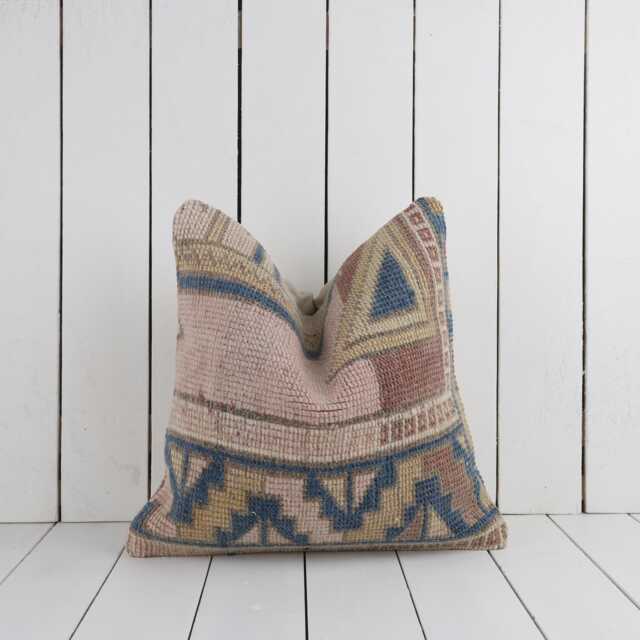 Vintage Turkish Kilim Pillow Cover, Bohemian Cushion - 16x16 - image 1