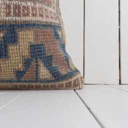Vintage Turkish Kilim Pillow Cover, Bohemian Cushion - 16x16 - thumbnail 2