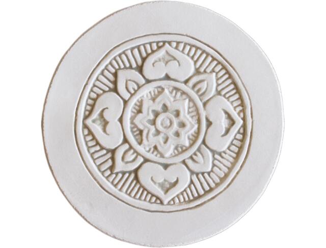 Wall Hanging With Mandala Design For Outdoor Decor, Ceramic Tile Bathroom Design, Circle Art 21cm Plain Border Beige - image 1