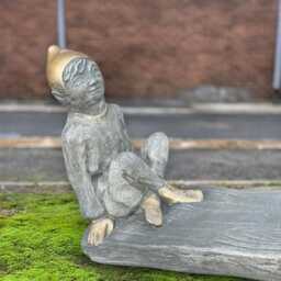 Cute Gnomes On Seesaw Statue Whimsical Gnome Sculpture Playful Concrete Figurine Outdoor Fairy Ornament Handmade Holiday Yard Gift - thumbnail 2