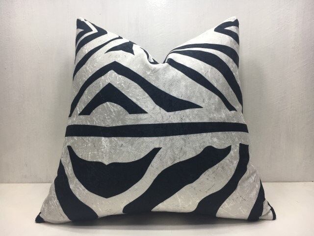 Ikat Velvet Pillow Cover, Handwoven Silk, Modern Home Decor - 20x20 - image 1
