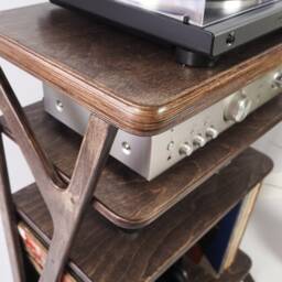 Mid Century Modern Birch Plywood Record Player Table & Vinyl Storage, Turntable Stand - thumbnail 3