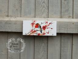Beautiful Bird Robins Berries Key Hook Rack, Necklace Jewellery Hanger Organiser, Tea Towel Holder, Kitchen Wall Organiser - thumbnail 1