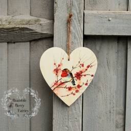 Beautiful Bird Robins Berries Key Hook Rack, Necklace Jewellery Hanger Organiser, Tea Towel Holder, Kitchen Wall Organiser - thumbnail 4