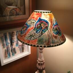 Bloomsbury Lampshade, Bohemian Interiors, Duncan Grant, Hand Painted Bespoke Lighting, Vanessa Bell Lampshade - thumbnail 2
