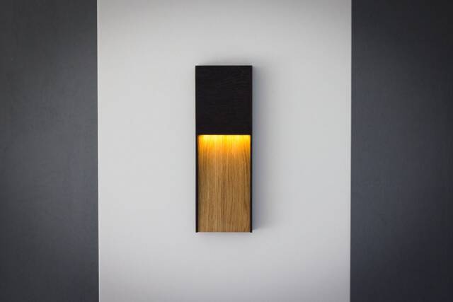 Led Wall Light Amberlight Nero Slim - Oak Lamp - image 1
