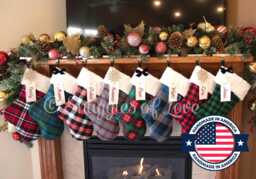 Personalized Plaid Christmas Stocking Handmade Flannel Fur Stocking With Embroidered Name Tag
