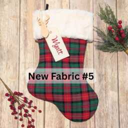 Personalized Plaid Christmas Stocking Handmade Flannel Fur Stocking With Embroidered Name Tag - thumbnail 2