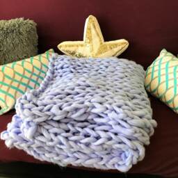 Big Fall Sale Large, Super Chunky, Cozy Merino Wool Knit Blanket - thumbnail 2