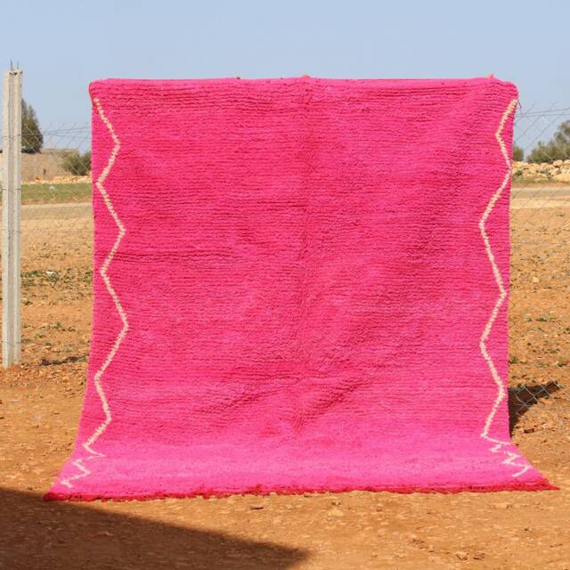 Hand Knotted Wool Rug Custom Pink Moroccan Berber Rug - image 1