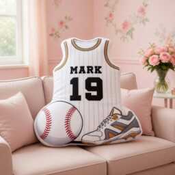 Personalized Baseball & Footbal Pillows, Custom Pillow With Name & Jersey Number, Shaped Decor For Sport Fans, Kids Gift - thumbnail 4