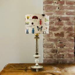 Table Lamp With An Authentic Italian Antique Metal Base in Gold & Cream, A Beautiful Lilac Shade. 44cm High - thumbnail 2