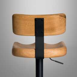 Wooden Bar Stool With Back - Solid Oak Counter Height Stool, Swivel & Adjustable, Kitchen Island Seating, Handcrafted in Germany - thumbnail 3