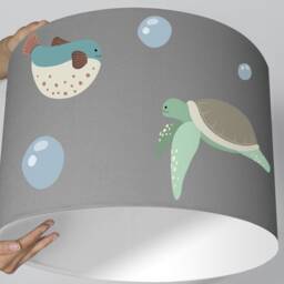 Lampshade Nursery Fish Sea Whale Ocean Gray - thumbnail 2