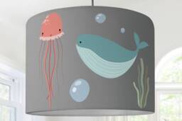 Lampshade Nursery Fish Sea Whale Ocean Gray - thumbnail 1