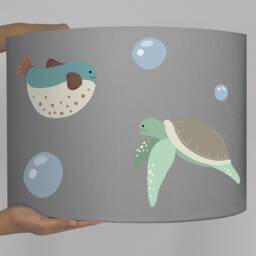 Lampshade Nursery Fish Sea Whale Ocean Gray - thumbnail 3