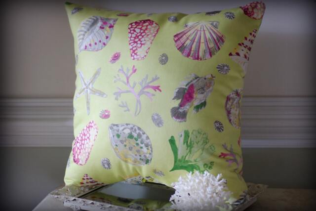 Beach Decor Seashell Lovers Pillow - Seashells, Starfish, Sea Fans, Urchins, Fish - image 1